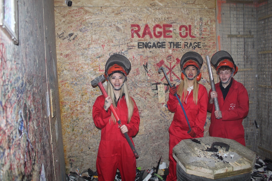 Inside a Rage Room at Rage Out Maidstone, Kent — smash room ready for a session